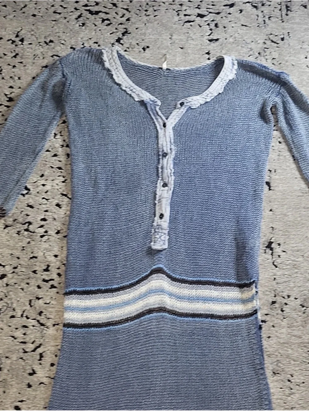 Free People Light Blue Striped Knit Mini Dress